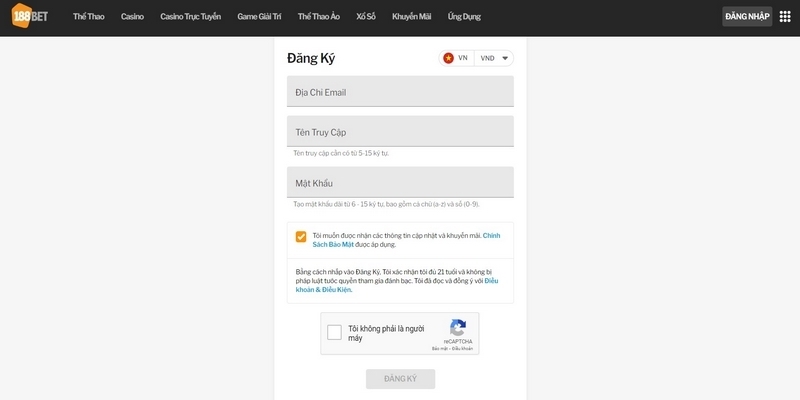 Cung cấp các thông tin phù hợp với yêu cầu khi đăng ký 188BET