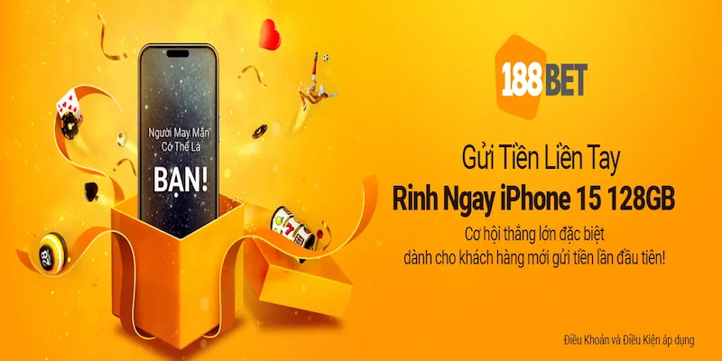 Khuyến mãi 188BET tặng iPhone 15 mỗi tháng cho hội viên ngẫu nhiên